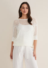 Sophie Honeycomb Tape Knit Ivory