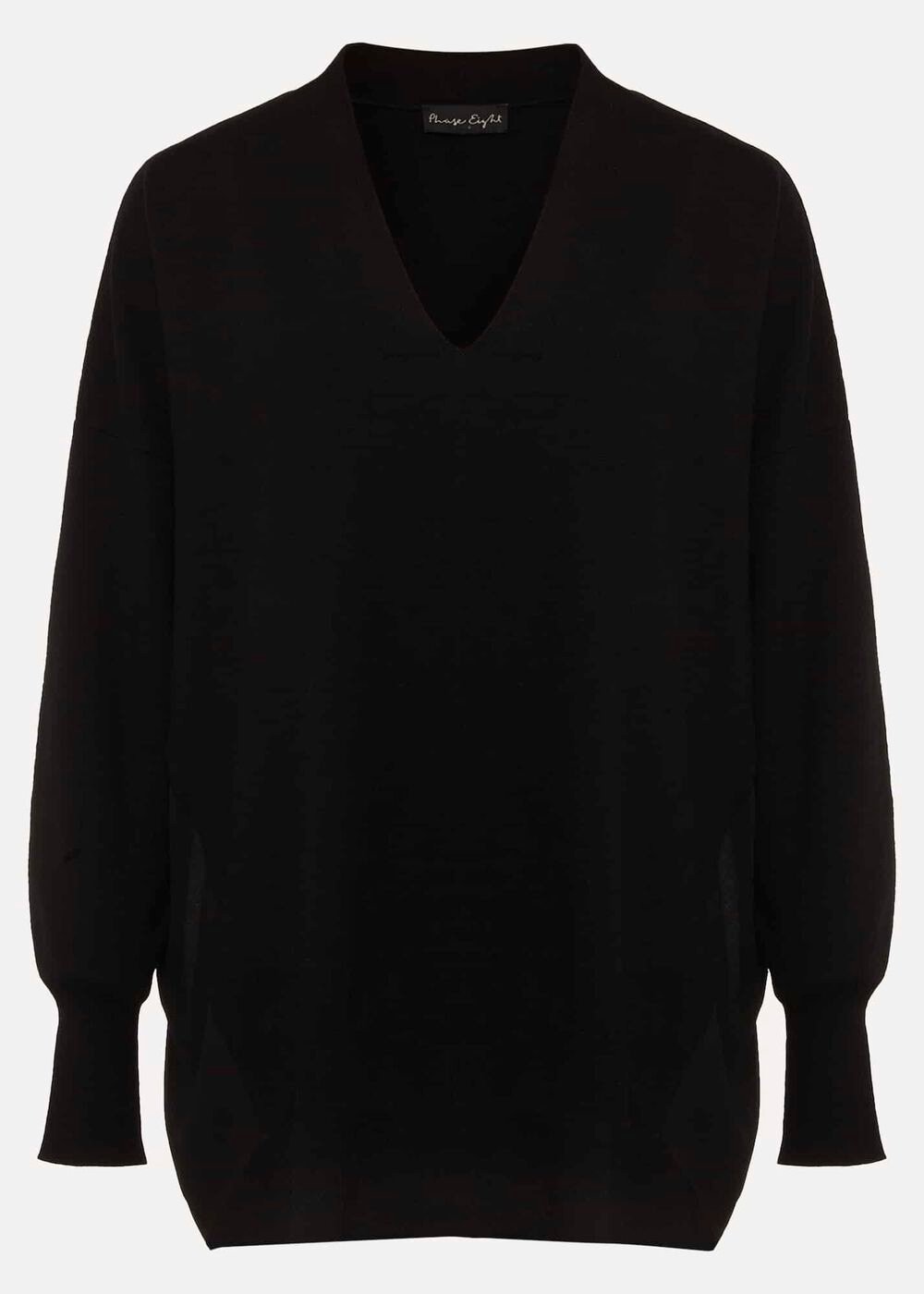 Flora Black V-Neck Fine Knit Top Black