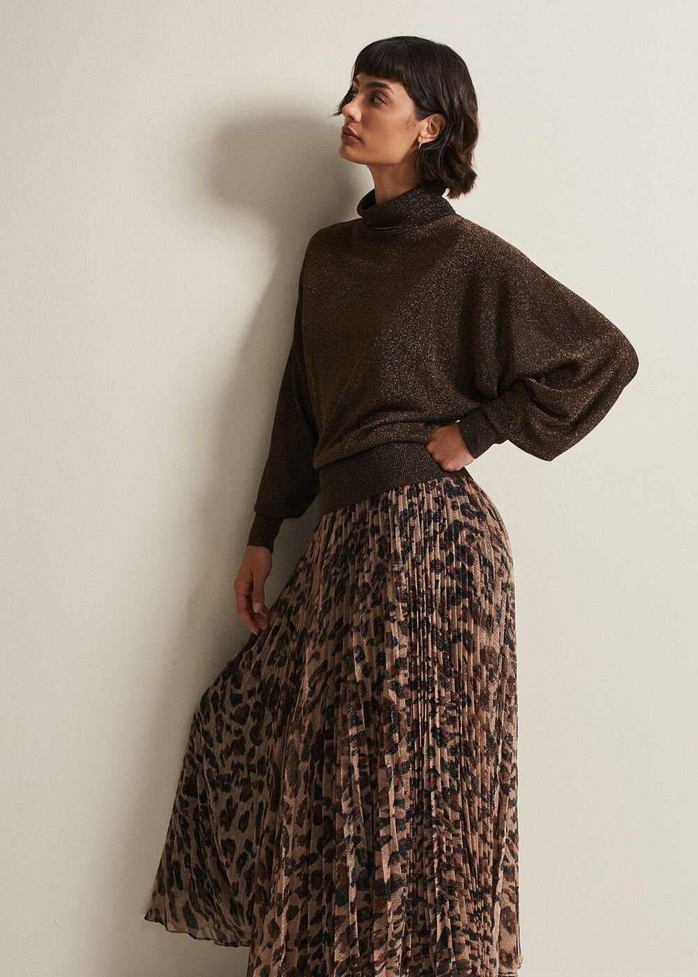 Annalise Lurex Batwing Jumper Bronze
