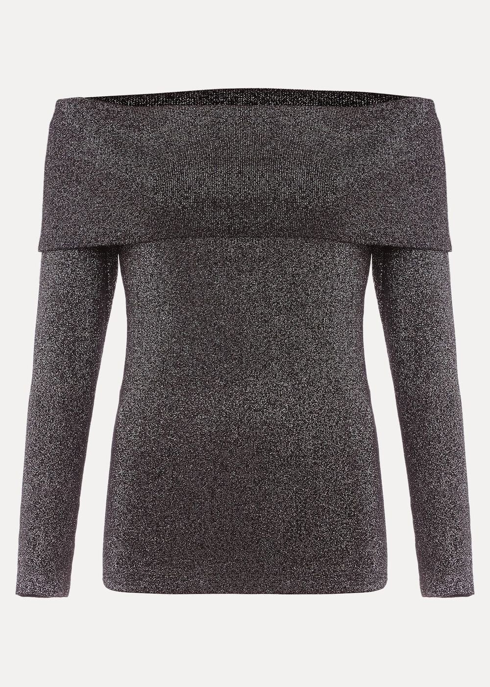 Iris Bardot Knitted Top Black