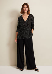 Juanna Sequin Knitted Top Black