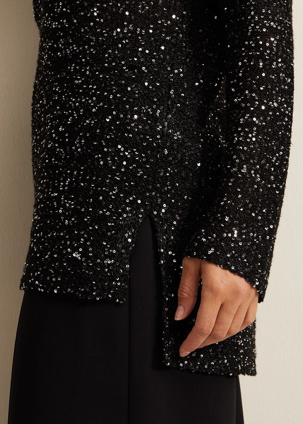 Juanna Sequin Knitted Top Black