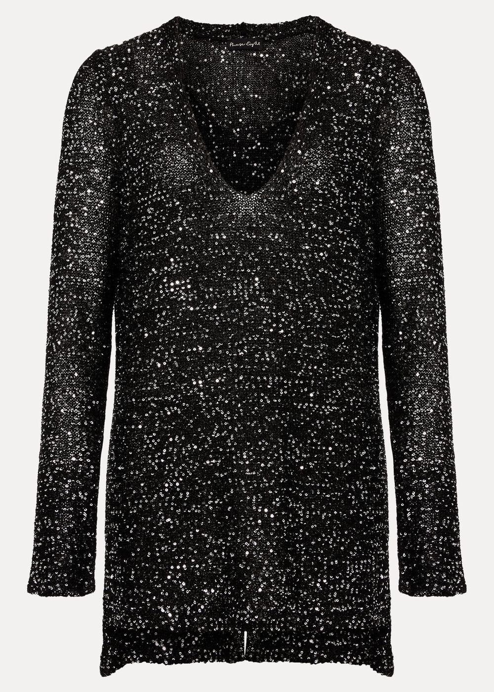 Juanna Sequin Knitted Top Black