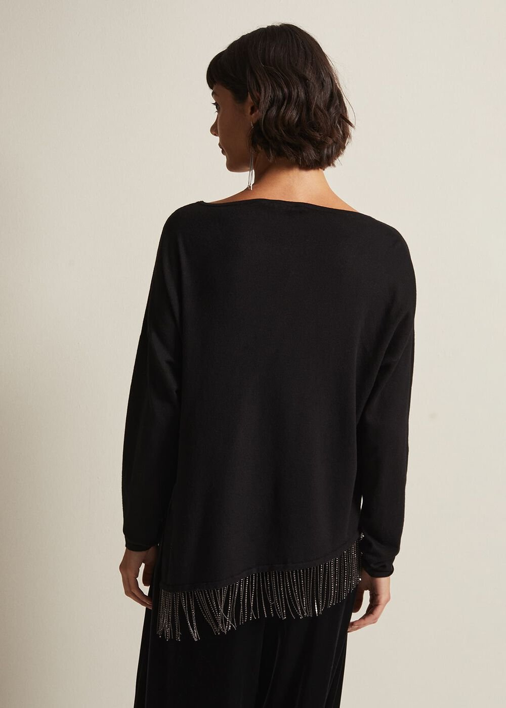 Mellia Fine Knit Diamante Top Black