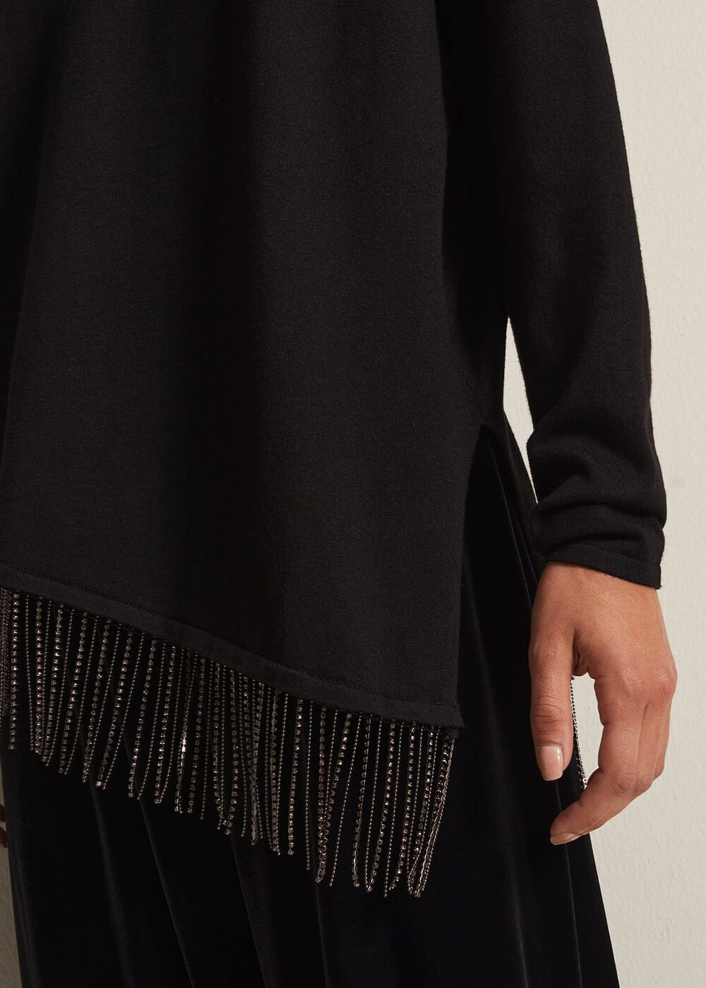 Mellia Fine Knit Diamante Top Black