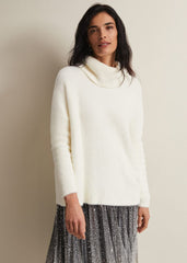 Natalia Fluffy Roll Neck Knit Winter White
