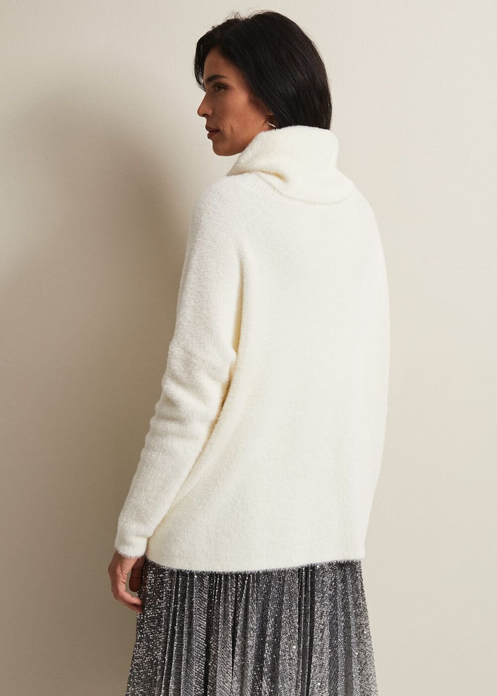 Natalia Fluffy Roll Neck Knit Winter White