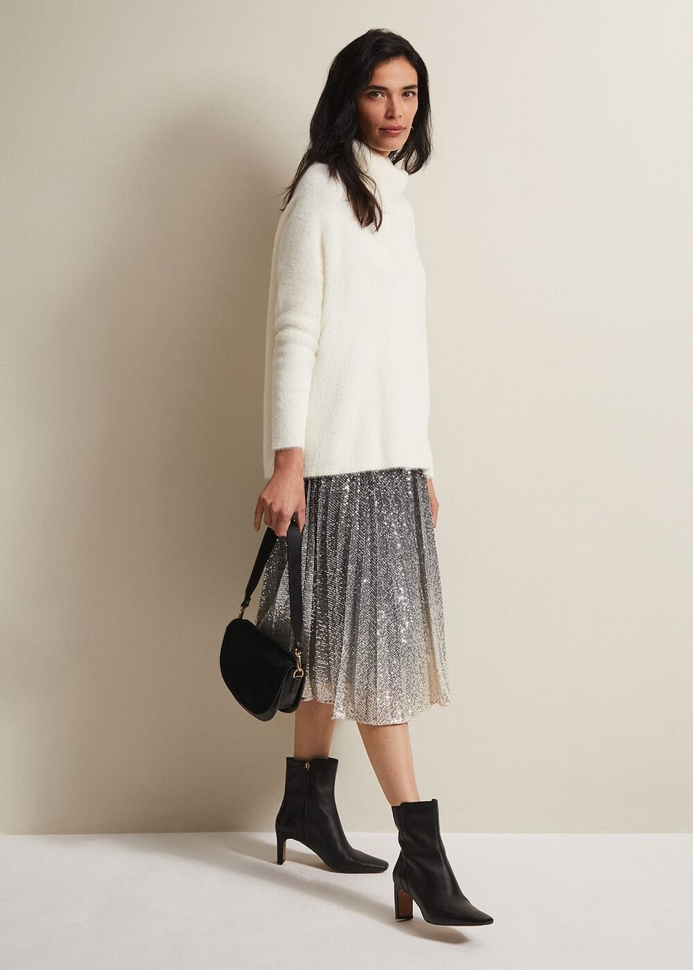 Natalia Fluffy Roll Neck Knit Winter White
