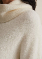 Natalia Fluffy Roll Neck Knit Winter White