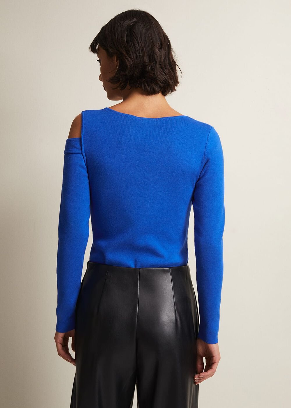 Wren Black Cut Out Knitted Top Blue