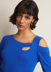 Wren Black Cut Out Knitted Top Blue