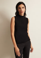 Miley Sleevless Funnel Neck Tank Black