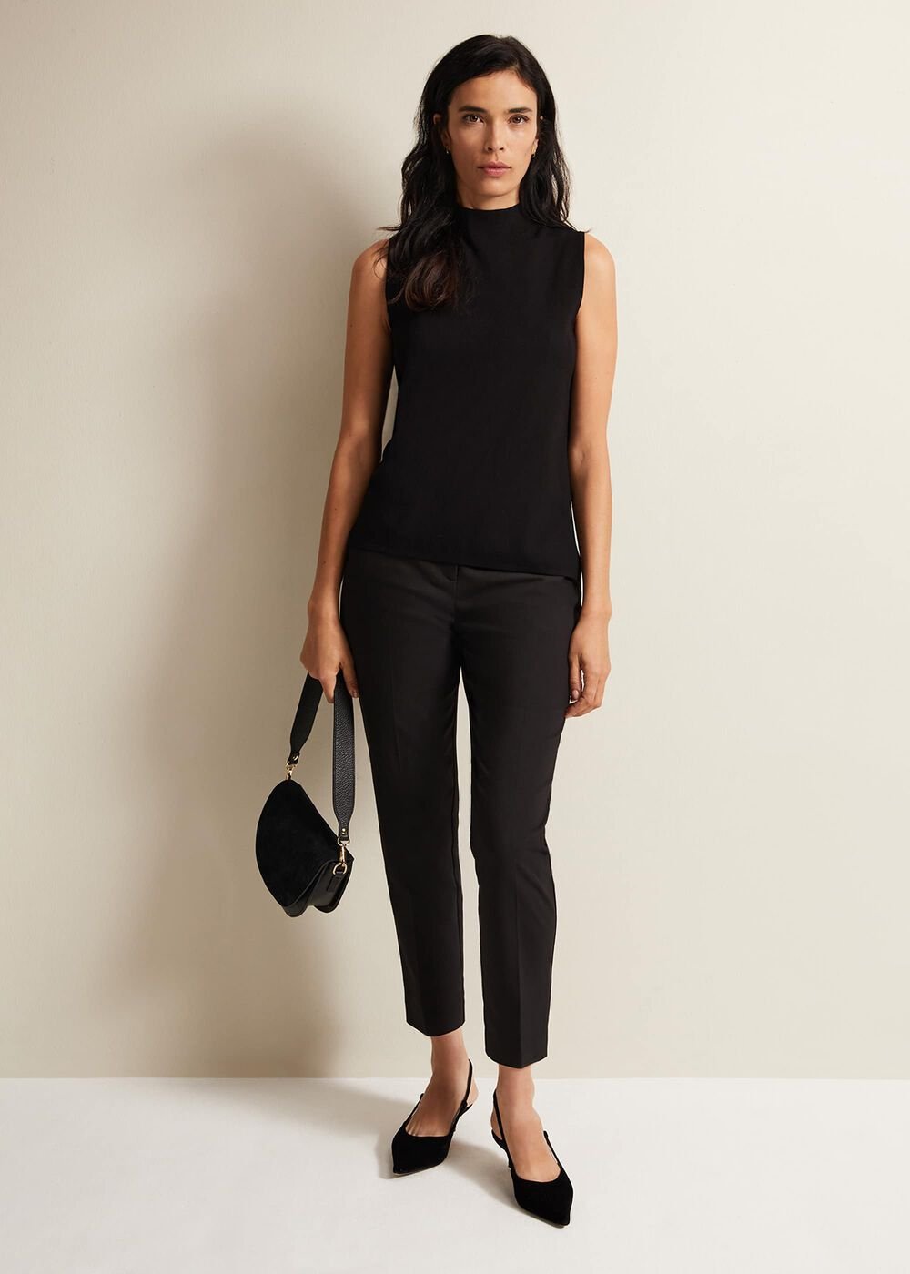 Miley Sleevless Funnel Neck Tank Black