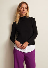 Teegan Turtle Neck Shirt Jumper Black/Ivory