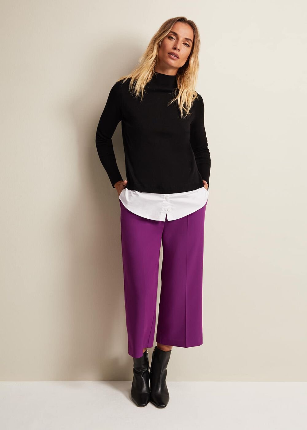 Teegan Turtle Neck Shirt Jumper Black/Ivory