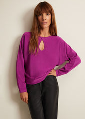 Letina Slinky Keyhole Knit Jumper Purple