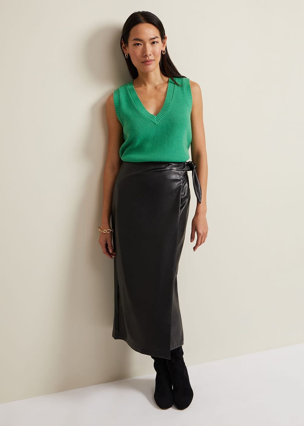 Marianna V Neck Tank Green