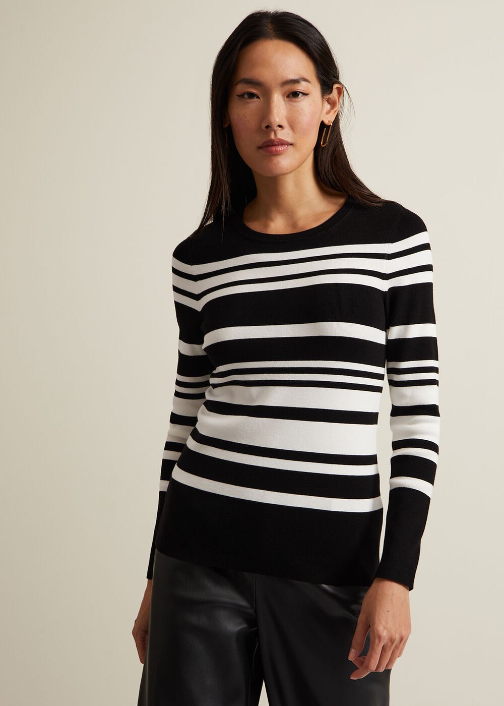 Serena Stripe Jumper Black/White