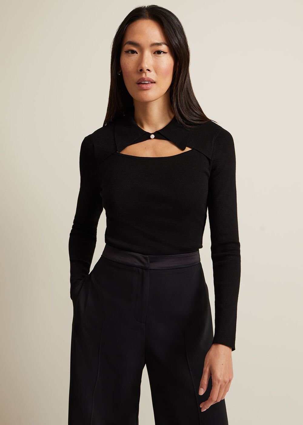 Becki Cut Out Collar Jumper Black