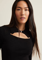 Becki Cut Out Collar Jumper Black