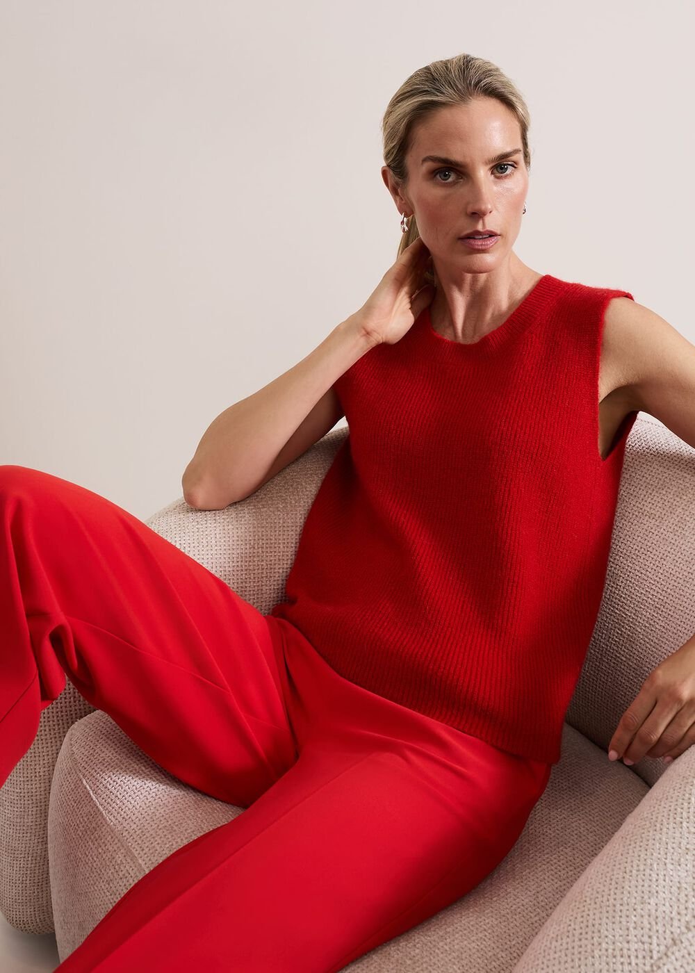 Daniella Mohair Knitted Tank Red