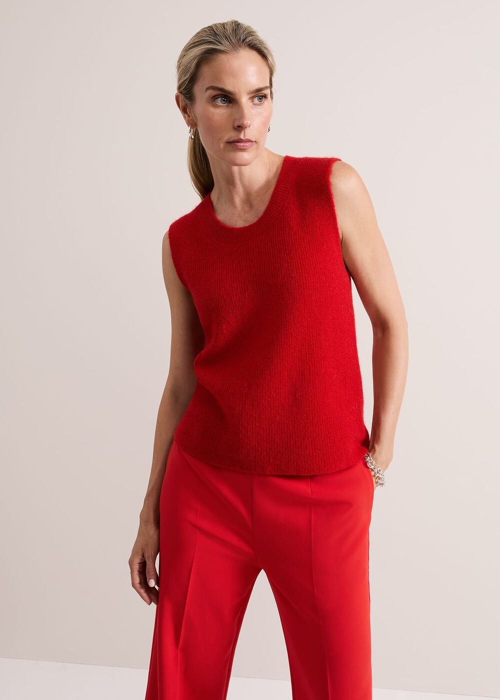 Daniella Mohair Knitted Tank Red