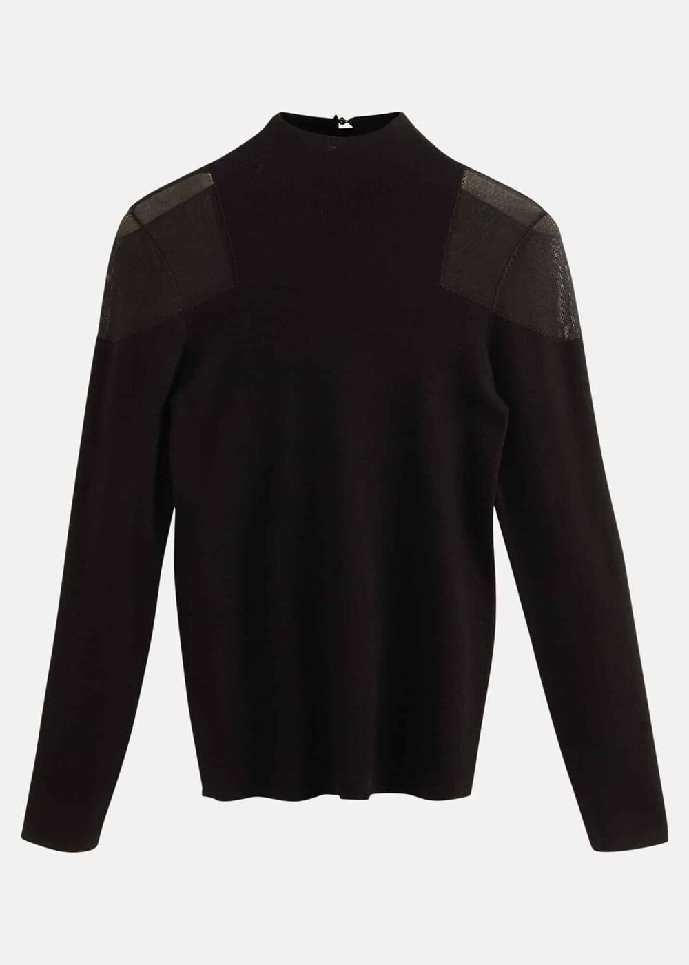 Amiee Sheer Cold Shoulder Knit Panel Top Black