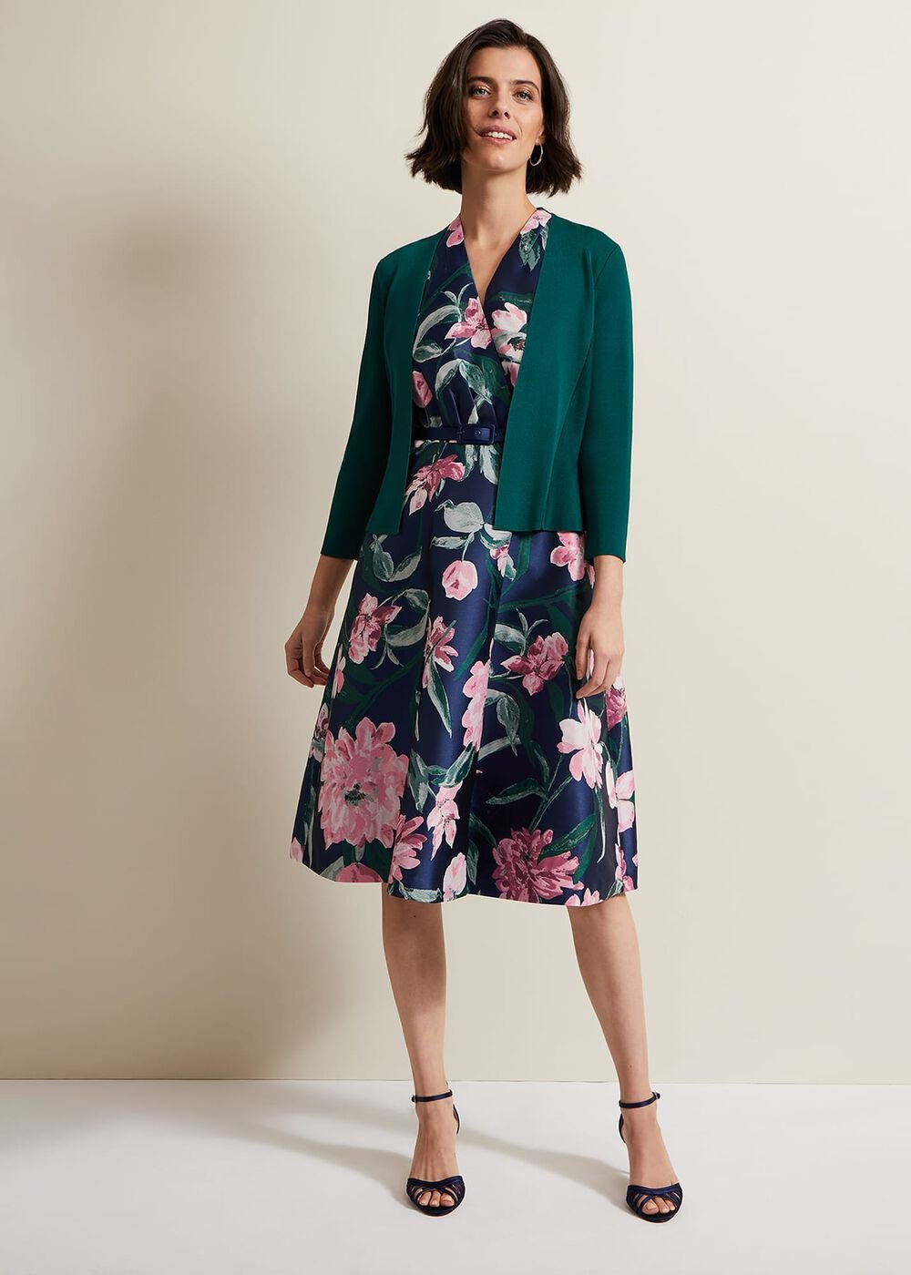 Salma Flare Hem Knitted Jacket Green