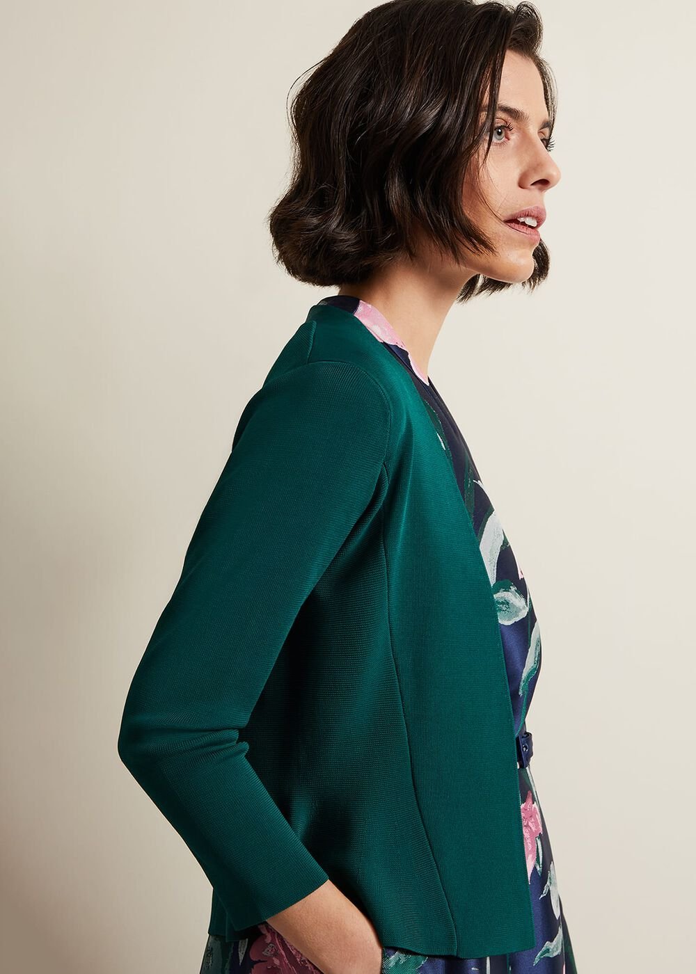 Salma Flare Hem Knitted Jacket Green