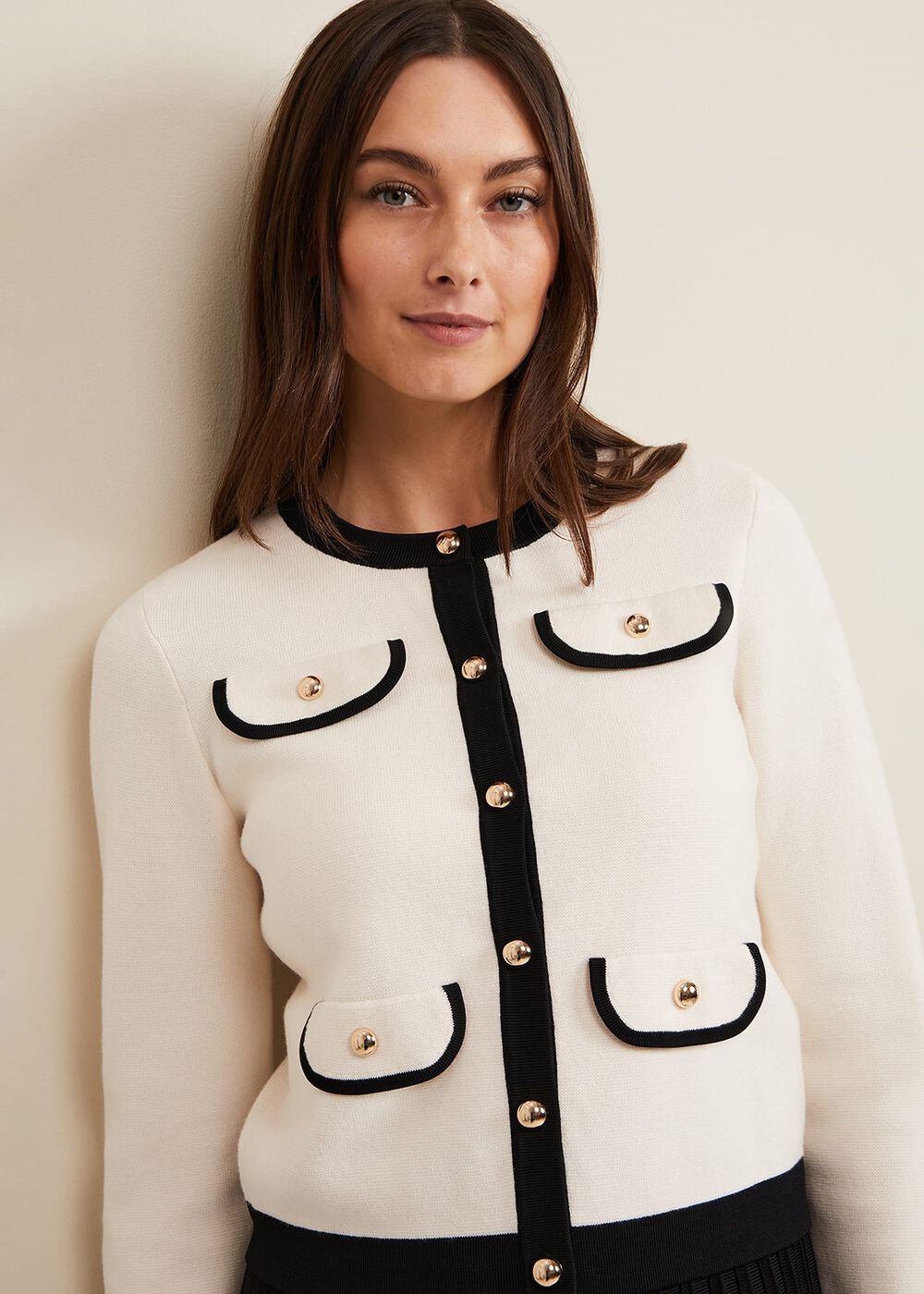 Libby Knit Jacket Black/Ivory
