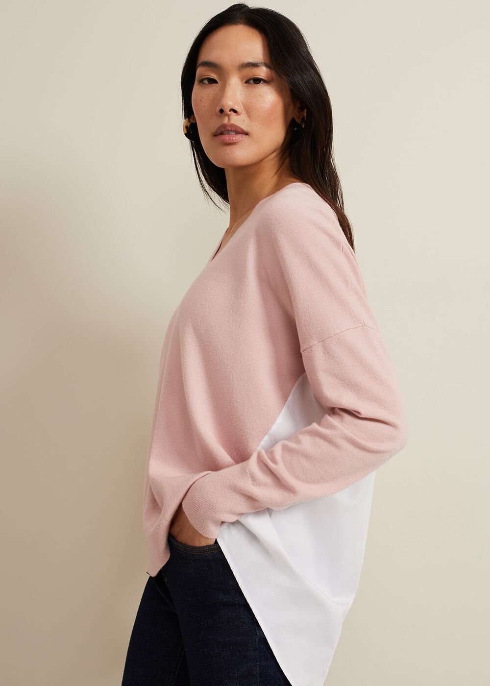 Kienna Woven Back Knit Pink