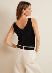 Jessie Ribbed V Neck Cami Black