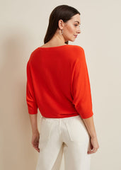 Women's Bright Red Batwing Jumper Coral