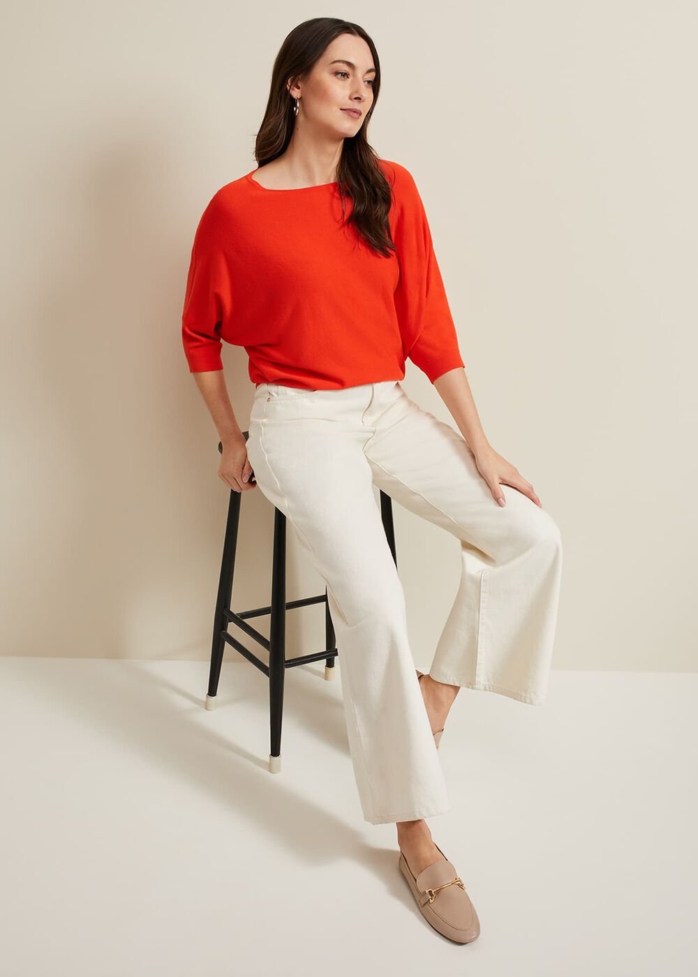 Women's Bright Red Batwing Jumper Coral