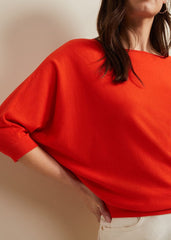 Women's Bright Red Batwing Jumper Coral