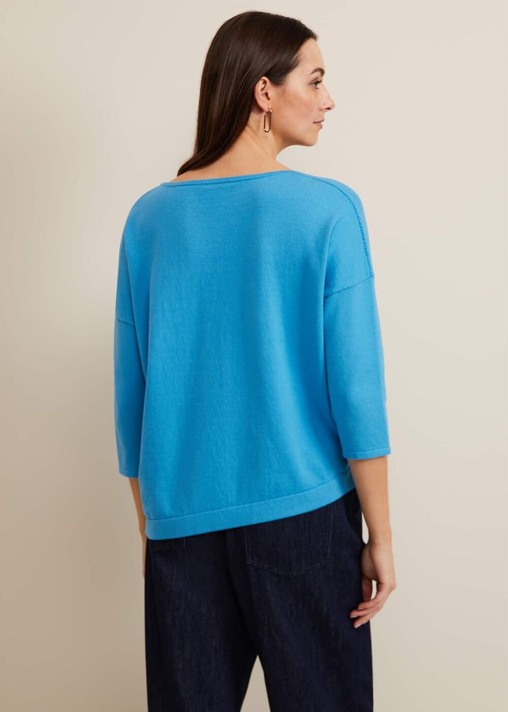 Georgia Ribbed Asymmetric Button Jumper Blue