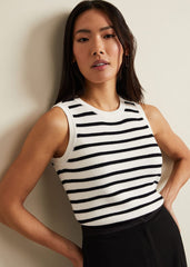 Chloe Stripe Vest Ivory/Navy