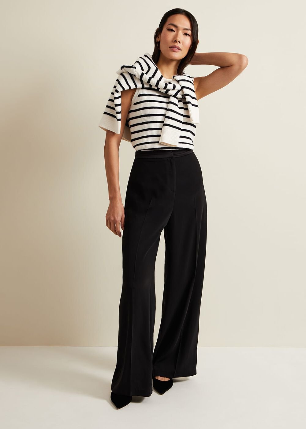 Chloe Stripe Vest Ivory/Navy