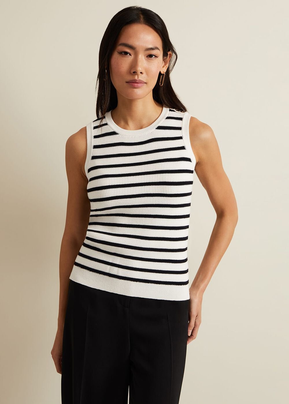 Chloe Stripe Vest Ivory/Navy