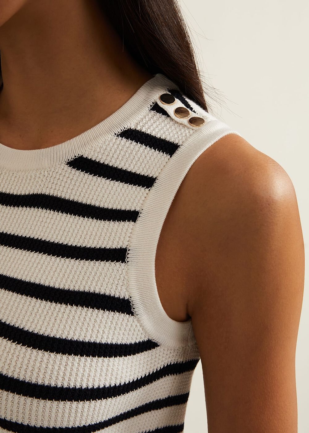 Chloe Stripe Vest Ivory/Navy
