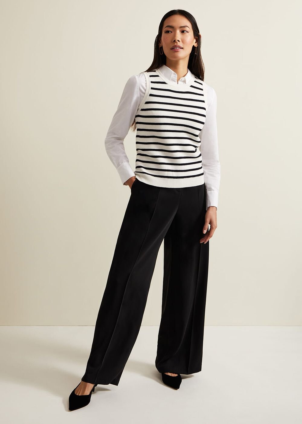 Chloe Stripe Vest Ivory/Navy