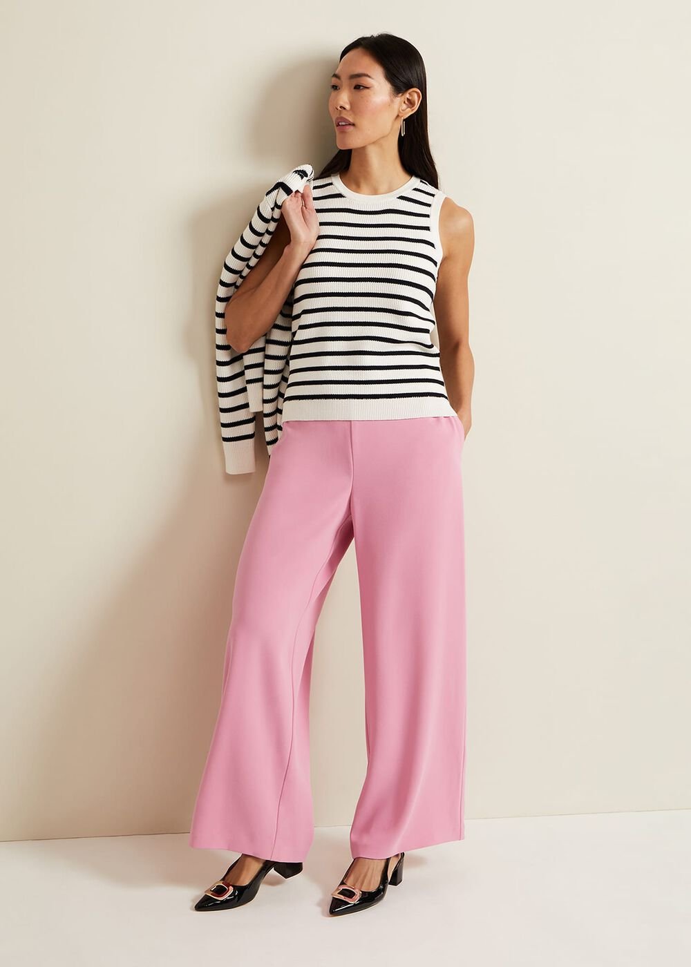Chloe Stripe Vest Ivory/Navy