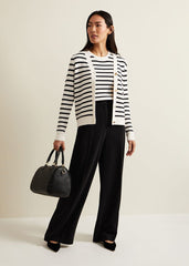 Chloe Stripe Cardigan Ivory/Navy