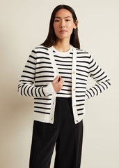 Chloe Stripe Cardigan Ivory/Navy