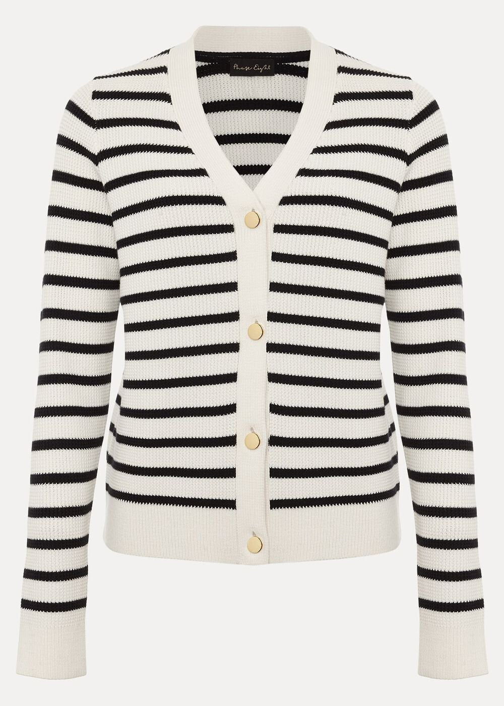 Chloe Stripe Cardigan Ivory/Navy