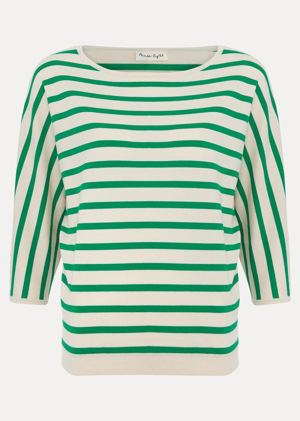 Women's Green Stripe Batwing Jumper Multi-Coloured