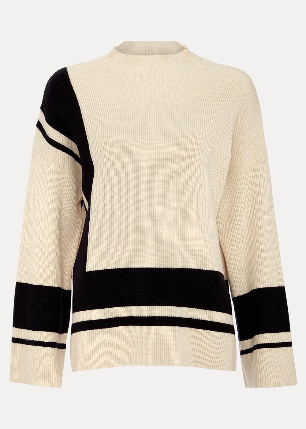 Kayleigh Chunky Boxy Striped Jumper Stone/Navy