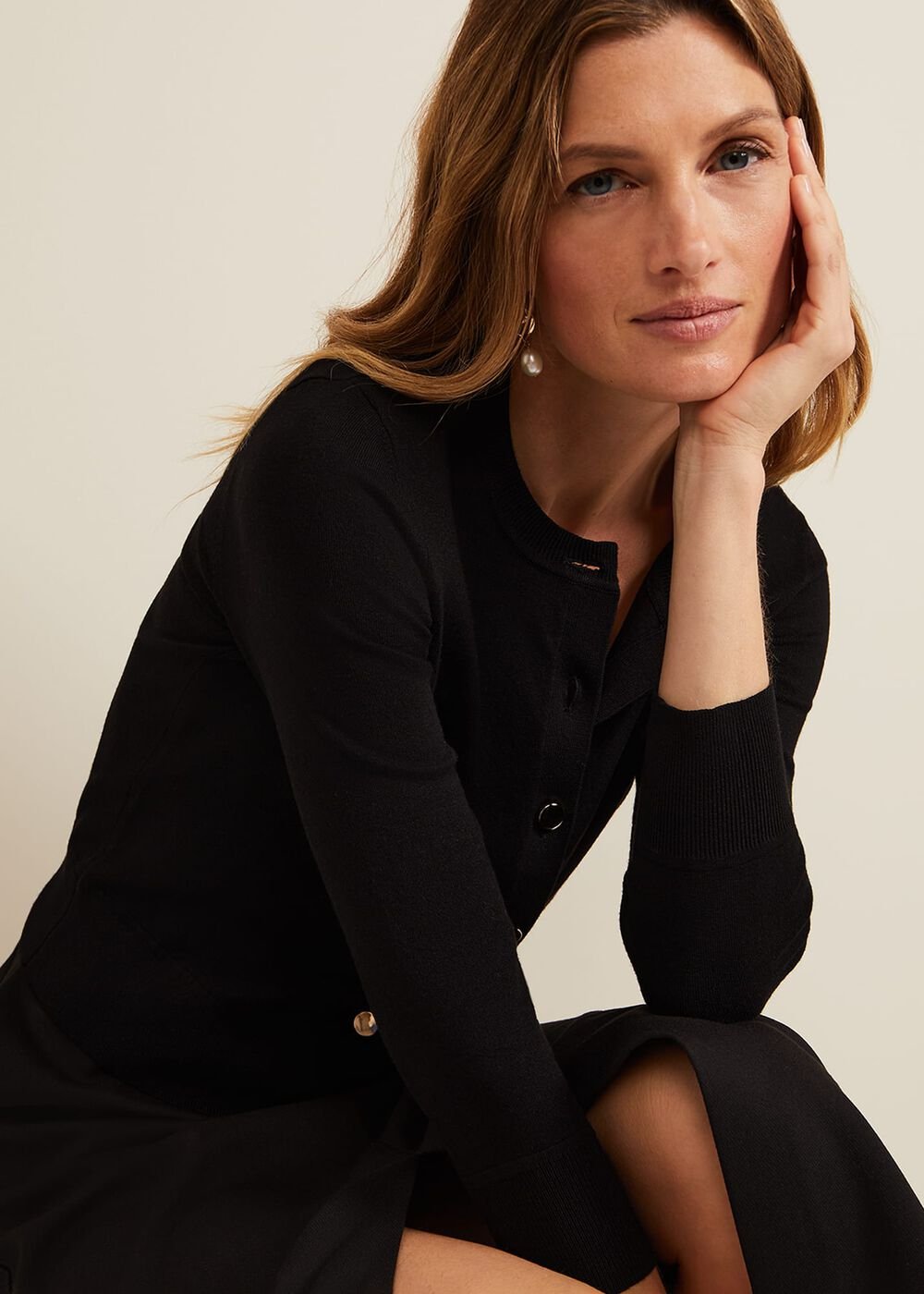 Robin Button Through Cardigan Black