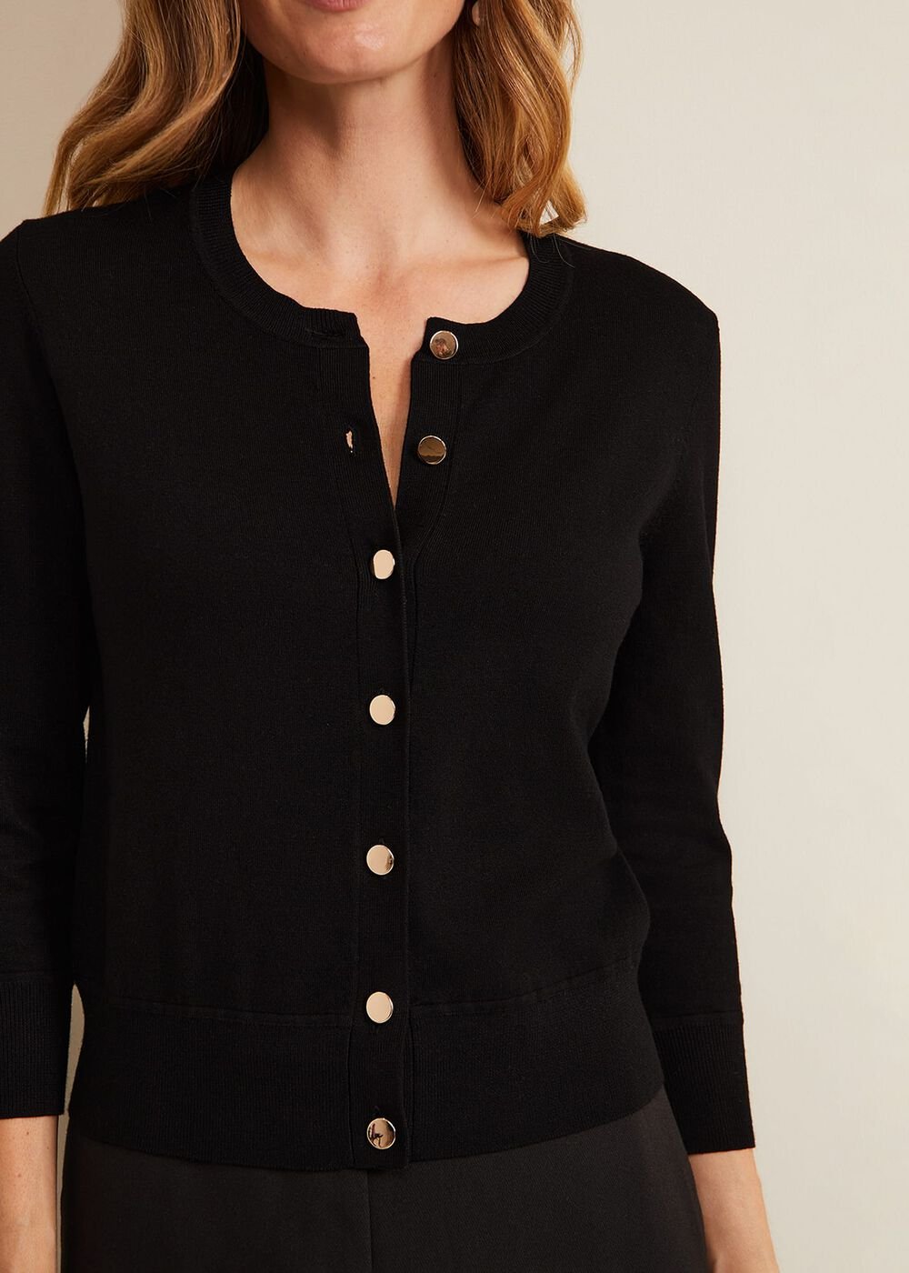 Robin Button Through Cardigan Black