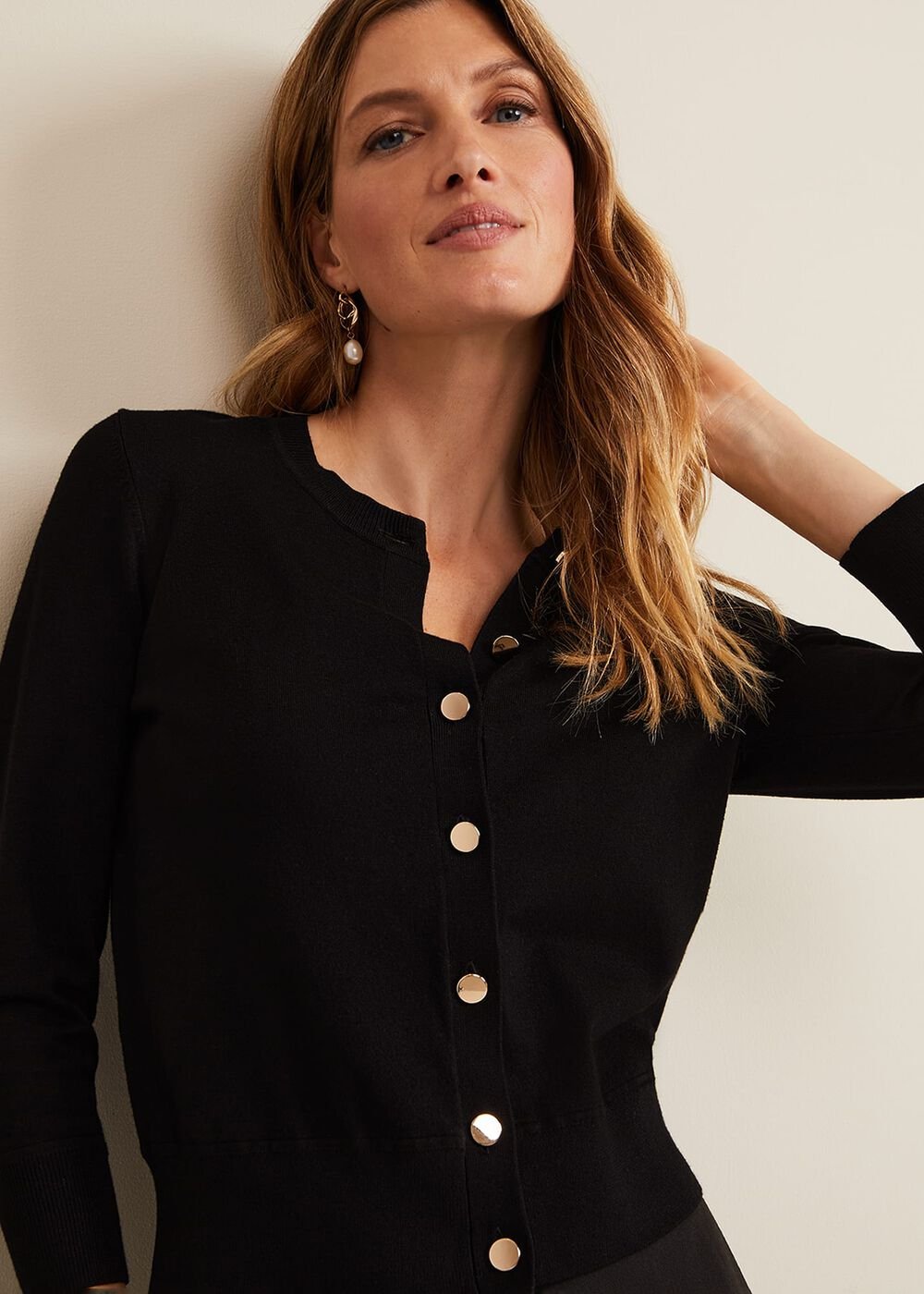 Robin Button Through Cardigan Black